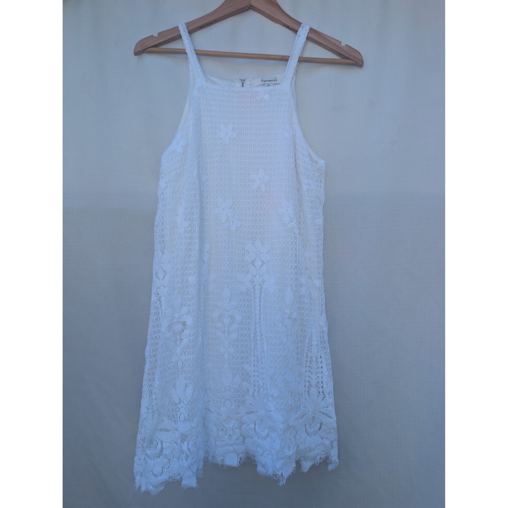 Francescas White Floral Lace Mini Dress Sleeveless Halter Neck DA6615IMK Medium